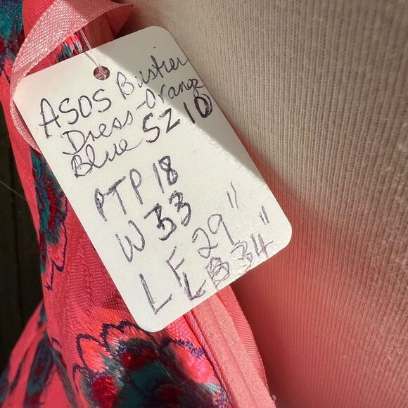 🦋ASOS SALON Fluro Jacquard Bandeau Wrap Front Bustier Dress Size 10 (AA2) - Picture 14 of 14